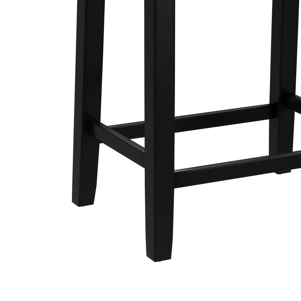 Black Wood Backless Saddle Counter Stool