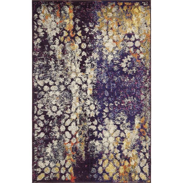 Unique Loom Vita Pollock Navy Blue 4' 0 x 6' 0 Area Rug