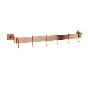 Handcrafted 24 in. Brushed Copper Easy Mount Wall Rack with 6-Hooks