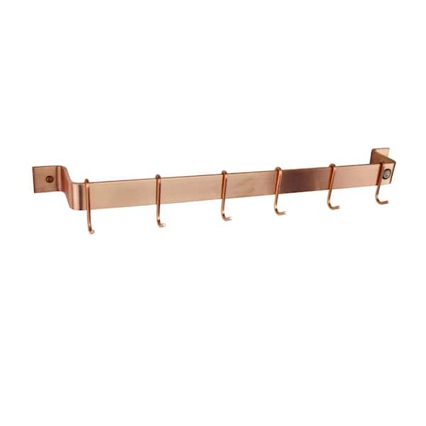 Enclume Handcrafted 24 in. Brushed Copper Easy Mount Wall Rack with 6-Hooks