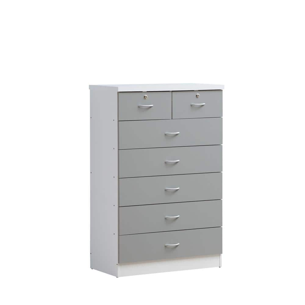 HODEDAH Gray 7-Drawer with Locks on 2-Top Drawers Product Width 31.5 in  Chest of Drawers HI70DR GREY - The Home Depot