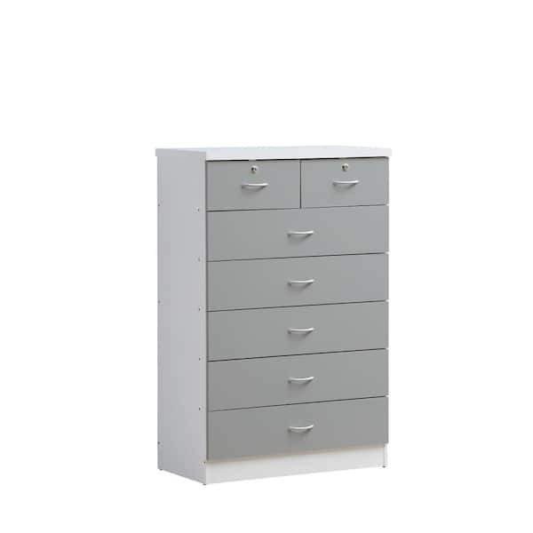 HODEDAH Gray 7-Drawer with Locks on 2-Top Drawers Product Width 31.5 in ...