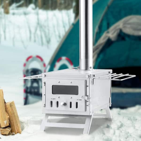 SKYSHALO Wood Stove, 80 in. Stainless Steel Camping Tent Stove, Portable Wood Burning Stove with Chimney Pipes 2025 Upgrade