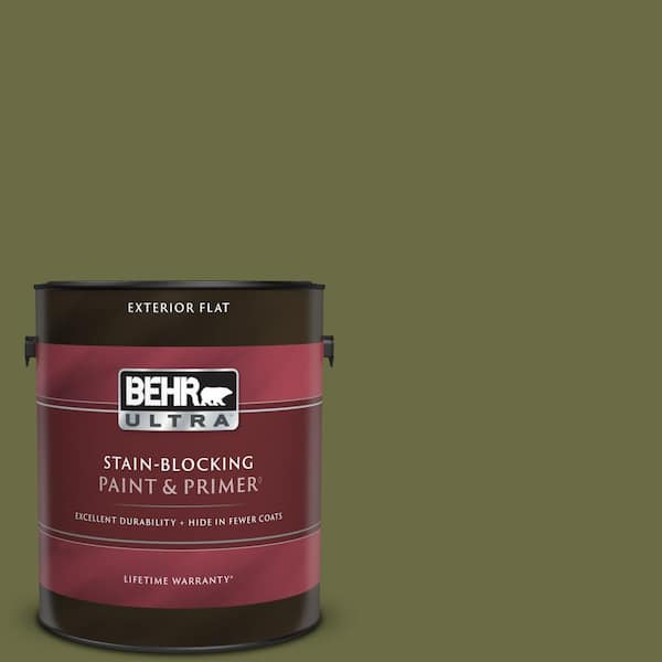 BEHR ULTRA 1 gal. Home Decorators Collection #HDC-CL-20 Portsmouth Olive Flat Exterior Paint & Primer