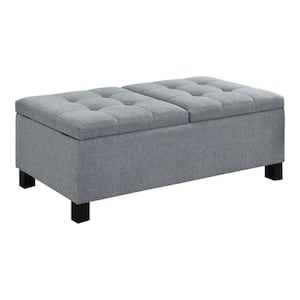 Gray and Black Wooden Ottoman with Hidden Storage Compartment