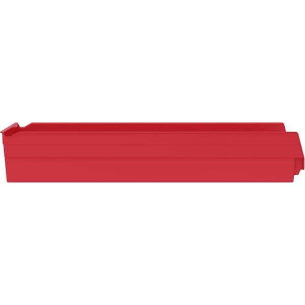30174 Series, 11 1/8 in. W x 23 5/8 in. D x 4 in. H, Red Open Hopper Shelf Bins Storage Organizer System, 6-Pack