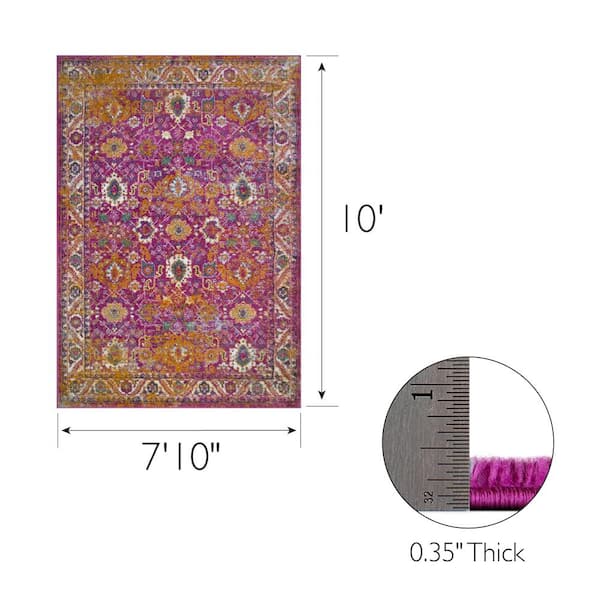 Laraline Vintage Faded Fuchsia 8 ft. x 10 ft. Bordered Polypropylene Area Rug