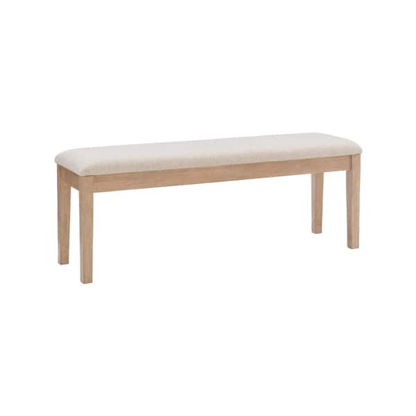 Linon Home Decor Jenny Natural Wood Upholstered Bench 50 In L X 14 In   Natural Linon Home Decor Dining Benches Thd04302 64 600 