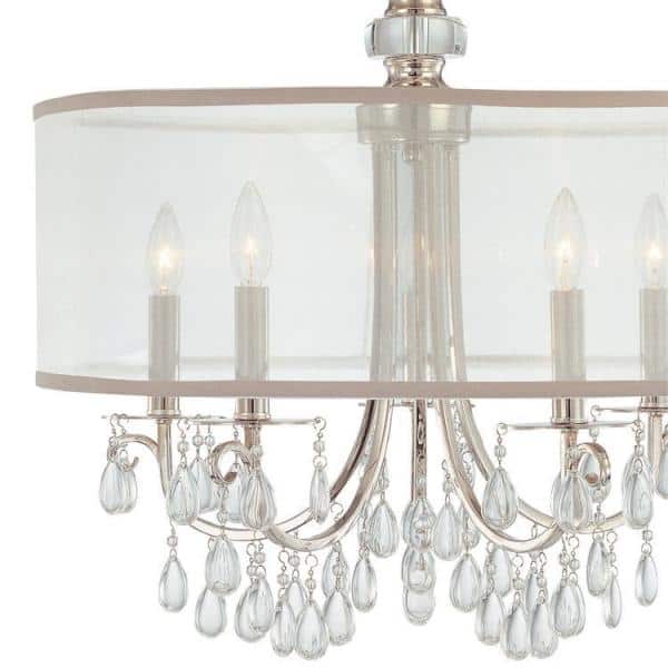 Polished Chrome Silk Shade 5-Light Crystal Chandelier