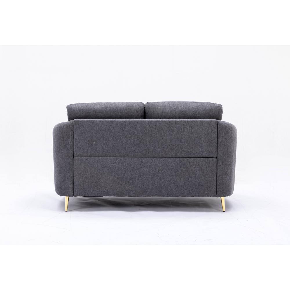 Yuina 60'' Gray Linen Loveseat with Sloped Arms