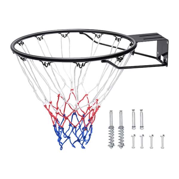 Basketball Rim, Heavy Duty Q235 Basketball Flex Rim Goal Replacement with Net, Wall Door Mounted Basketball Hoop