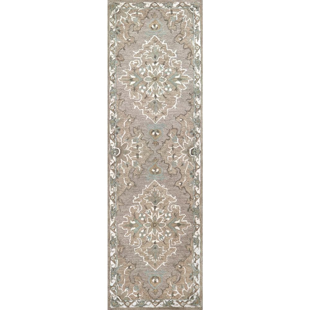 Cascade Brown/Gray 2 ft. 6 in. x 8 ft. Medallion/Persian Runner Rug