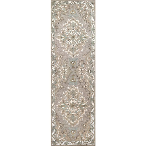 Cascade Brown/Gray 2 ft. 6 in. x 8 ft. Medallion/Persian Runner Rug