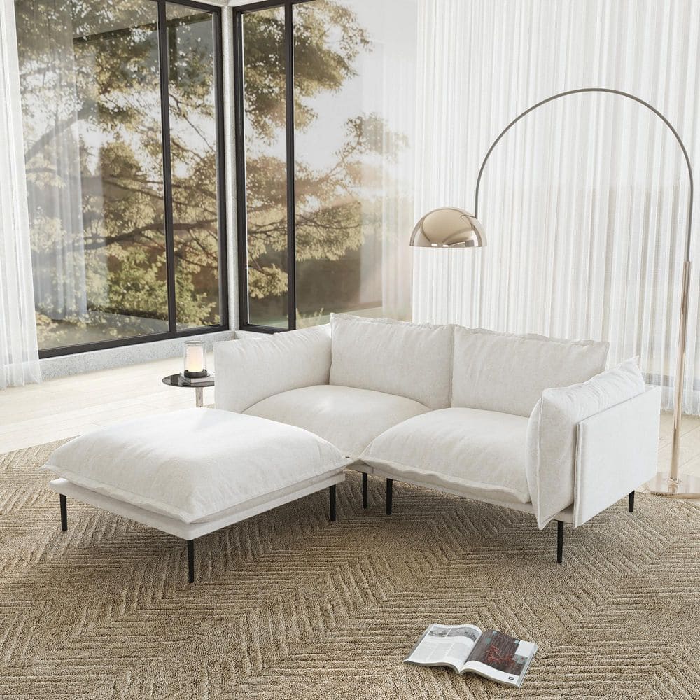 Magic Home Modern 75 in. Tapered Arm Velvet L-Shaped Loveseat