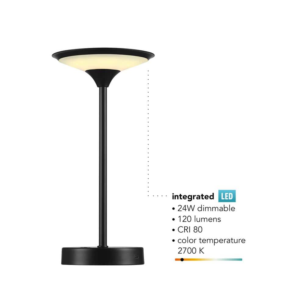 Matte Black Outdoor LED Table Lamp with Touch Switch