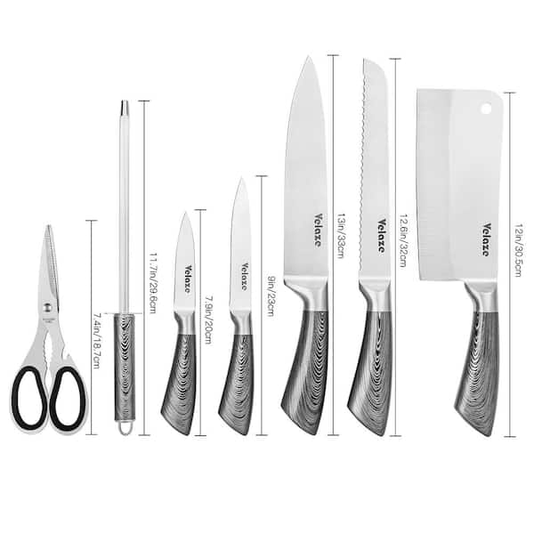 8-piece SS knife set with gray handle and acrylic support - Bergner by  Vissani - BERGNER by Vissani - Purchase on Ventis.