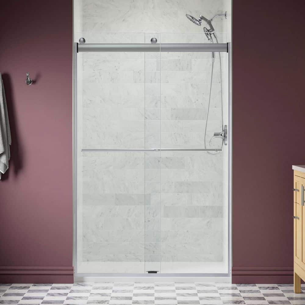 Claro 45-48 in. W x 74 in. H Frameless Sliding Shower Door in Polished Silver with 1/4 in. Thick Crystal Clear Glass price history on PriceWatchPro