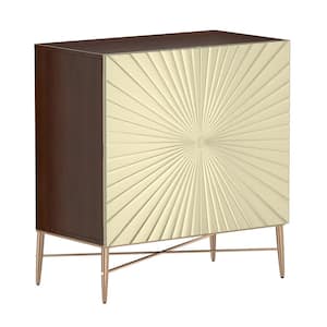 Vintage Golden Patterns MDF Storage 2-Door Accent Cabinet in Brown