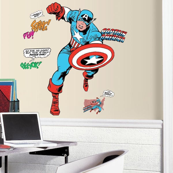 RoomMates 2.5 in. x 27 in. Classic Captain America Comic 23-Piece Peel and Stick Giant Wall Decal