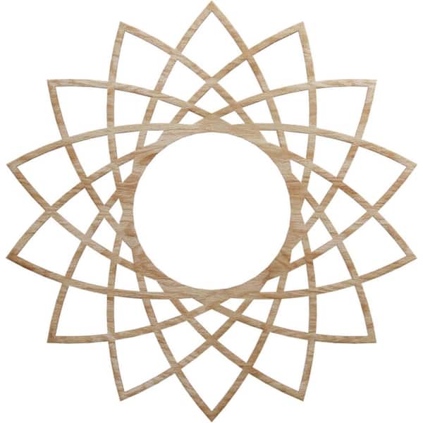 Ekena Millwork 24 in. x 24 in. x 1/4 in. Eleanor Wood Fretwork Pierced Ceiling Medallion, Red Oak