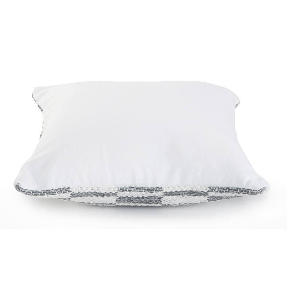 Grayscale Checkered Cotton 18" Square Throw Pillow