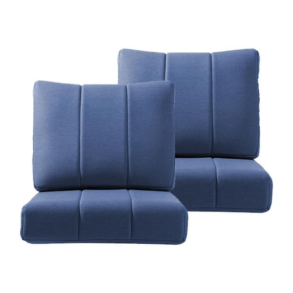 Light Relax Blue 24 x 24 Outdoor 4-Piece Deep Seating Outdoor Lounge Chair Cushion Set