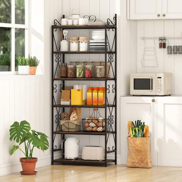 6-Tier Bookshelf 71.5 in. Industrial Tall Bookcase w/ Open Shelves for Study