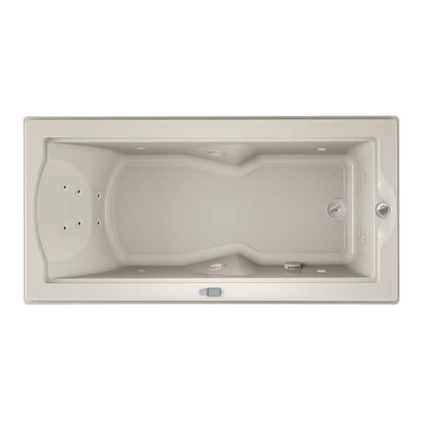 JACUZZI FUZION 70.7 in. x 35.4 in. Rectangular Whirlpool Bathtub with Right Drain in Oyster