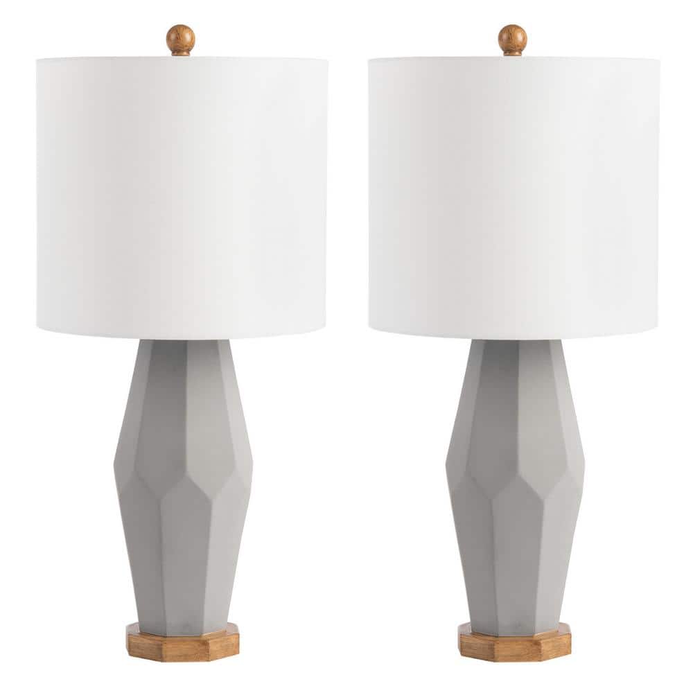 UPC 195058000079 product image for Landren 27 in. Gray Table Lamp with White Shade (Set of 2) | upcitemdb.com