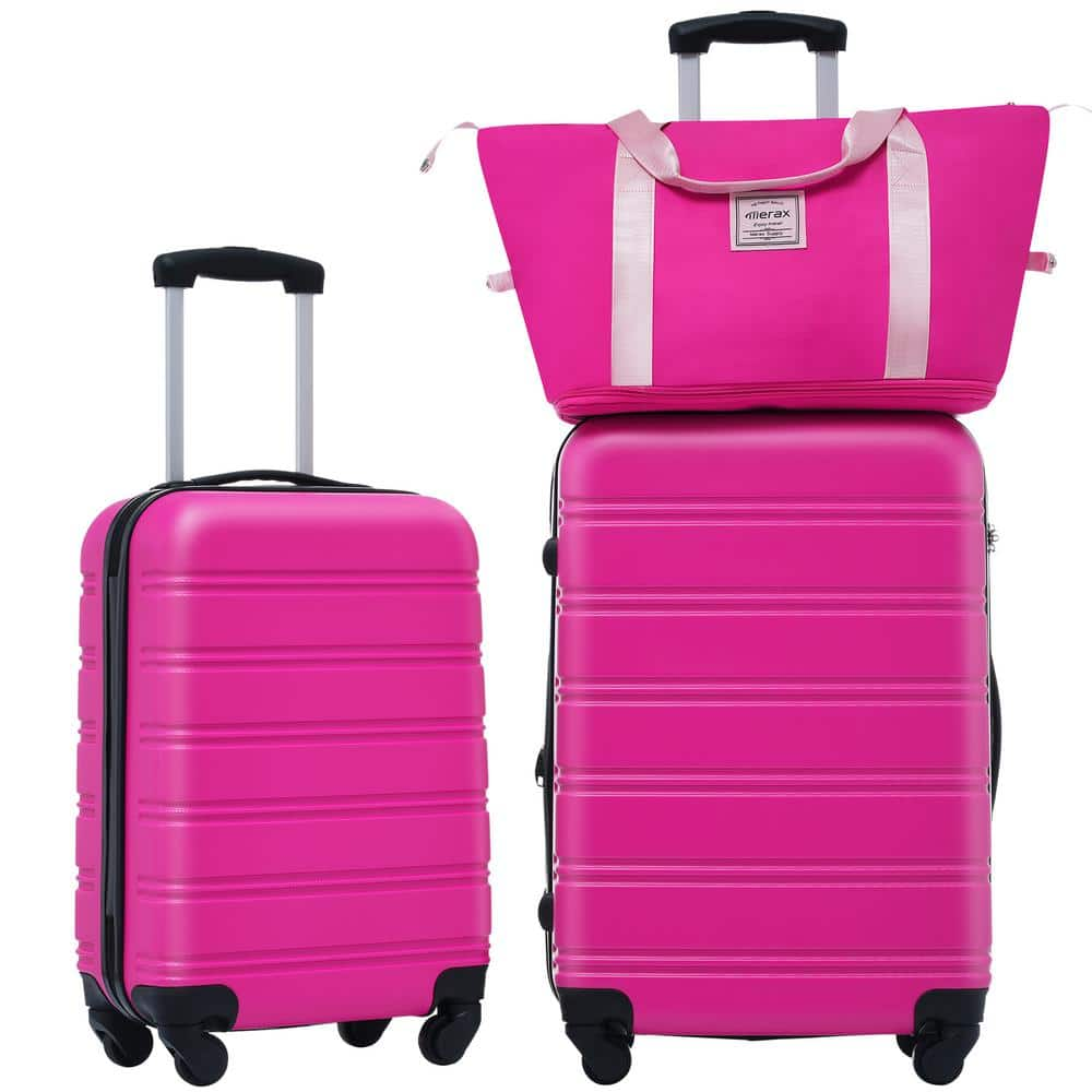 Merax 3 Piece Pink Expandable ABS Hardshell Spinner 20 in. and 24 in. Luggage Set with Bag 3 Digit TSA Lock HYWXB0011AAH The Home Depot