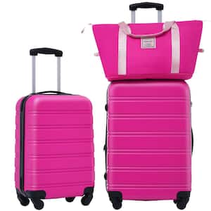 3-Piece Pink Expandable ABS Hardshell Spinner 20 in. and 24 in. Luggage Set with Bag, 3-Digit TSA Lock
