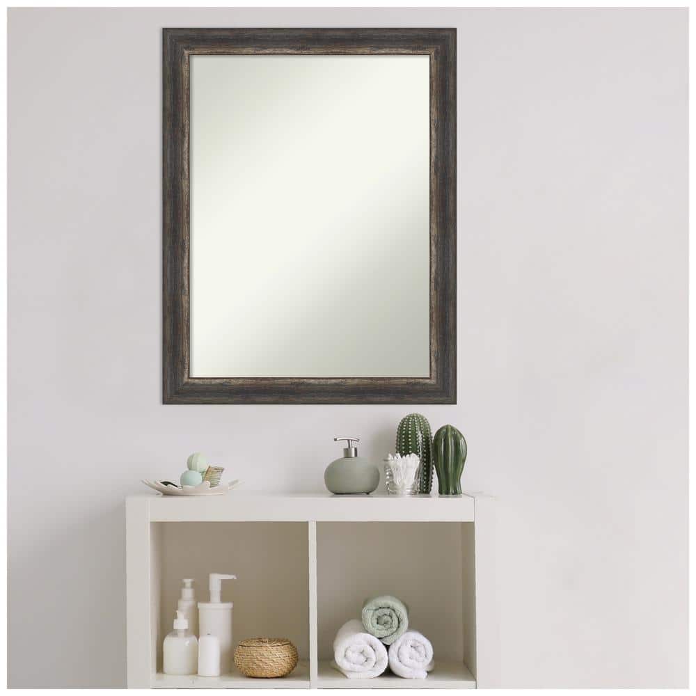 Bronze Charred Wood Rectangular Bathroom Vanity Mirror