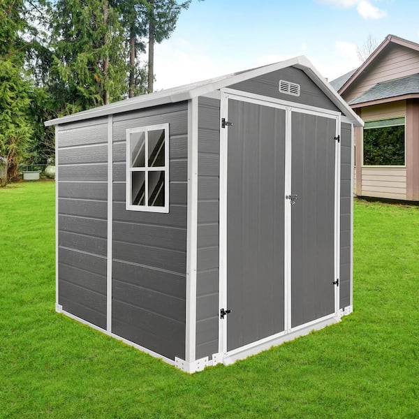 6 ft. x 6 ft. Deluxe Multi-purpose Plastic Outdoor Storage Shed with Floor, Lockable Door (36 sq. ft. )