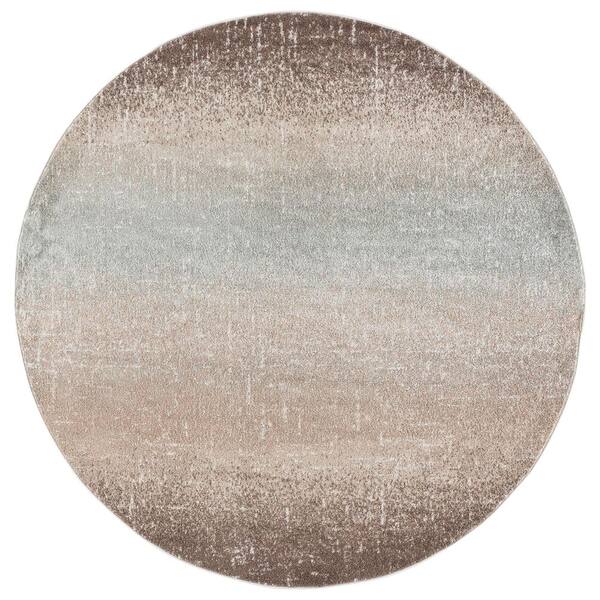 Madison 7 ft. x 7 ft. Light Brown Ombre Round Rug