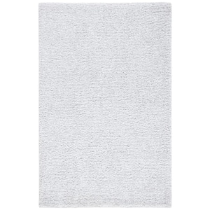 Ultimate Shag Silver/Ivory Doormat 3 ft. x 5 ft. Solid Area Rug