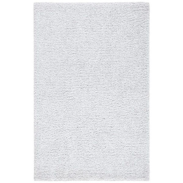 SAFAVIEH Ultimate Shag Silver/Ivory Doormat 3 ft. x 5 ft. Solid Area Rug