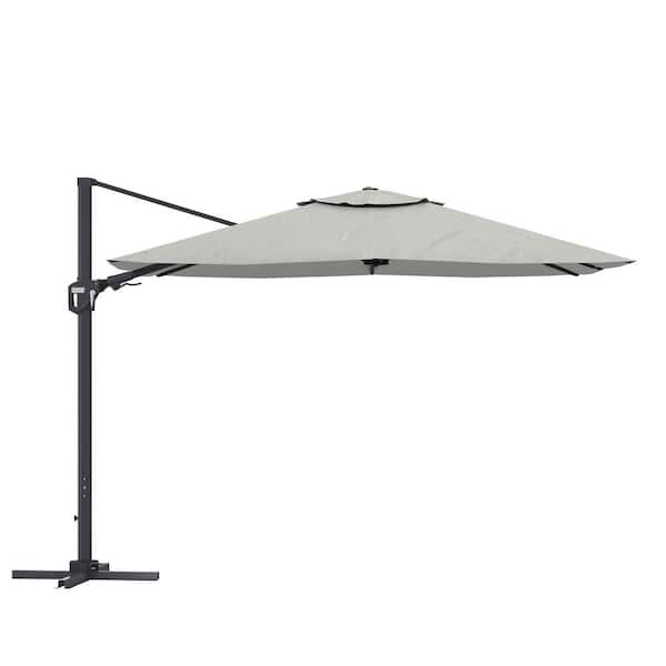Clihome 11 ft. Square Cantilever Patio Umbrella with Waterproof and UV Resistant in Gray (without Umbrella Base)