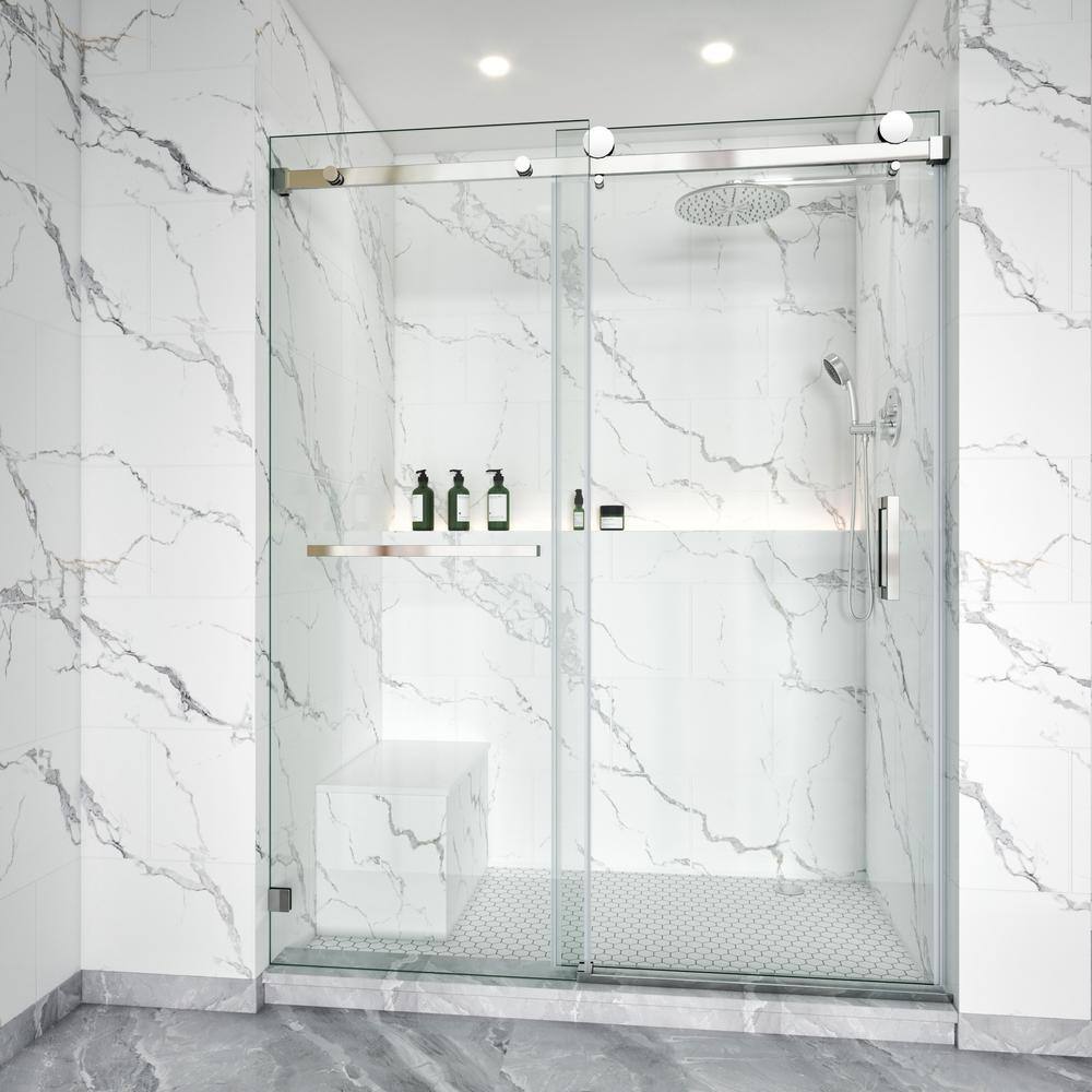 68-72 in. W x 76 in. H Single Sliding Frameless Shower Door Chorme 3/8 in. Clear Glass with Towel Bar price history on PriceWatchPro