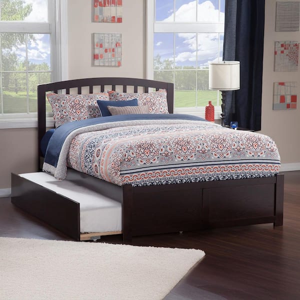 AFI Richmond Espresso Full Platform Bed with Flat Panel Foot Board and Twin Size Urban Trundle Bed