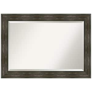 Medium Rectangle Rail Rustic Char Beveled Glass Casual Mirror (30.25 in. H x 42.25 in. W)