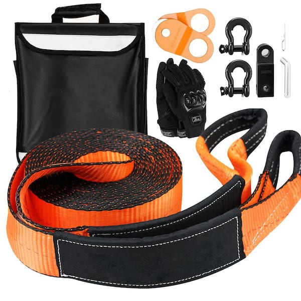 SKYSHALO Off-Road Recovery Kit, 3 in., Heavy Duty Winch Recovery Kit with 30000 lbs. Tow Straps, 44092 lbs. D-Ring Shackles