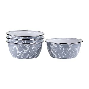 Grey Swirl 3-cup Enamelware Salad Bowl Set of 4