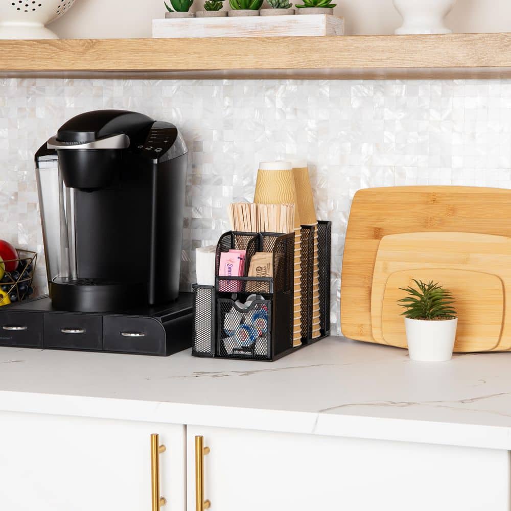 Black Cup and Condiment Station Countertop Organizer Metal 5.75 in. L x 11 in. W x 11.5 in. H price history on PriceWatchPro