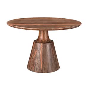 Brownstone Nut Brown 46 in. Round 100% Wood Dining Table with column base-2 Cartons ( Seats 6)