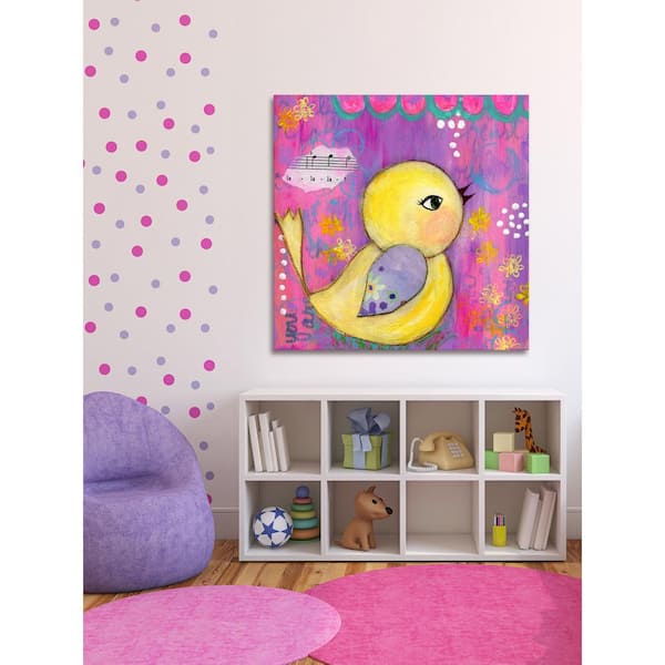 Unbranded 18 in. H x 18 in. W "La La Birdie" by Jill Lambert Printed Canvas Wall Art
