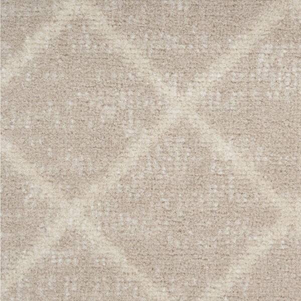 2 X 12 Beige Geometric Washable Area Rug Runner Rug
