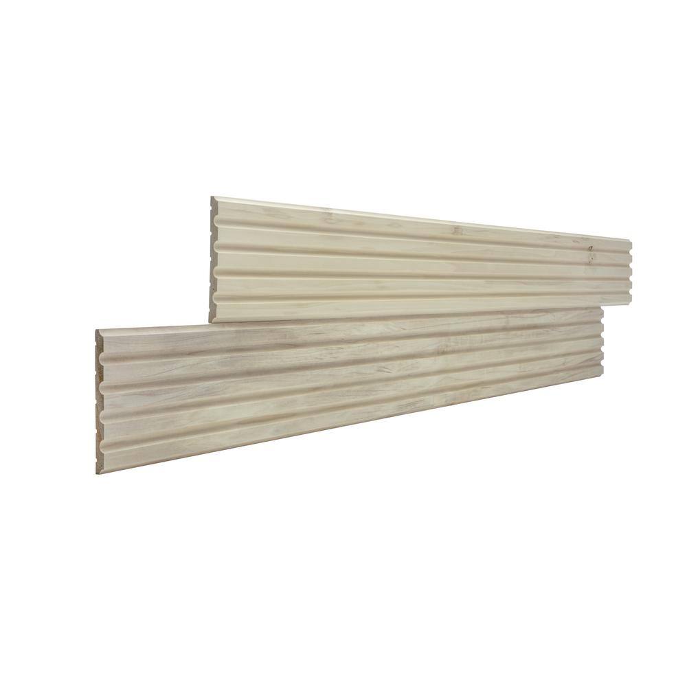47.5" Unfinished White Fluted Hardwood Wall Panel Moulding