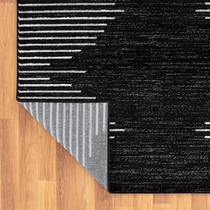 Black 7 ft. 10 in. x 10 ft. Bohemian Stripe Area Rug