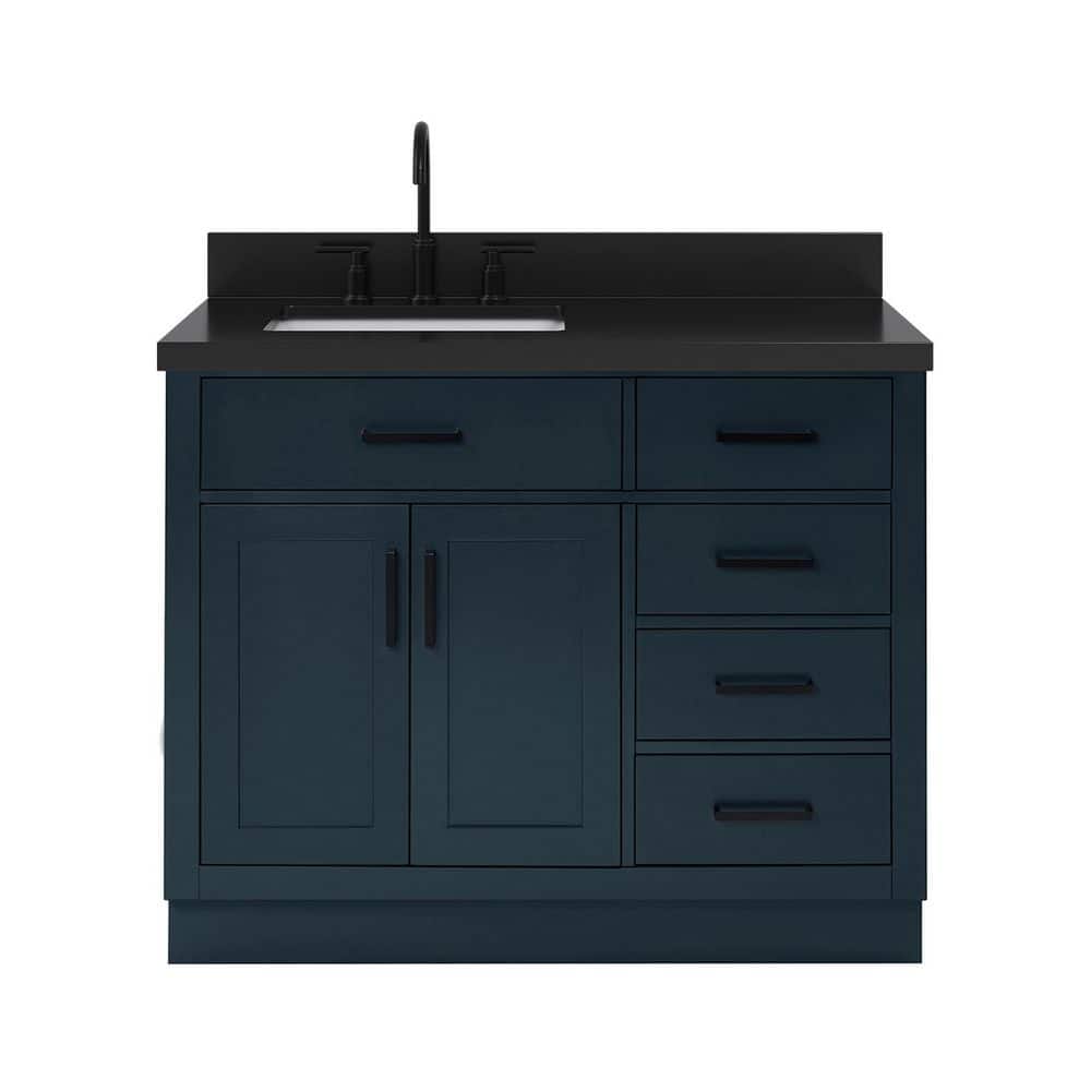Hepburn 42 in. Single Sink Freestanding Bath Vanity in Midnight Blue with Carbon Black Quartz Top price history on PriceWatchPro