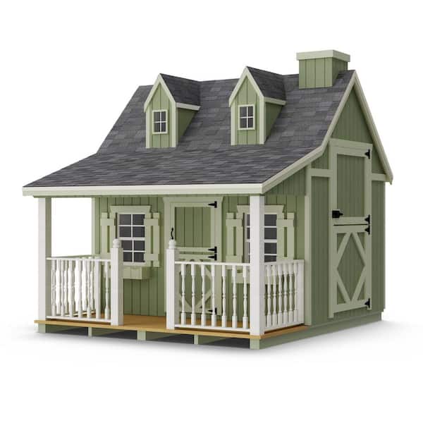 9 ft. x 8 ft. Pennfield Cottage Outdoor Wood Playhouse with Floor, Loft